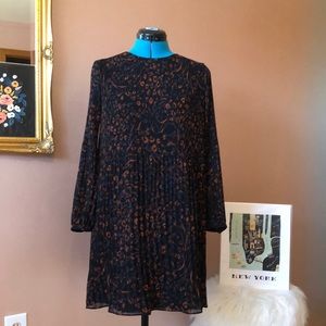 Pleated crew neck dress